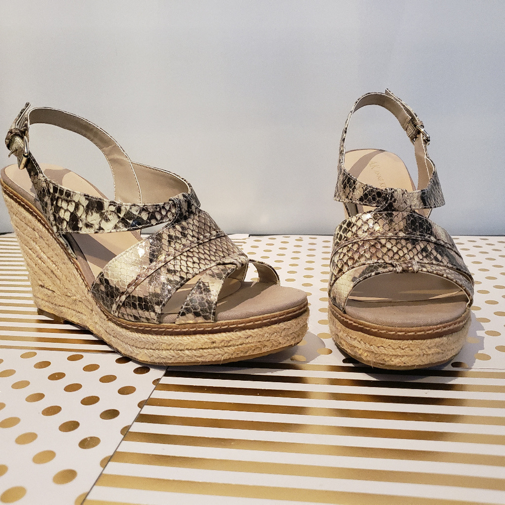 Anne Klein snake skin espadrille wedge